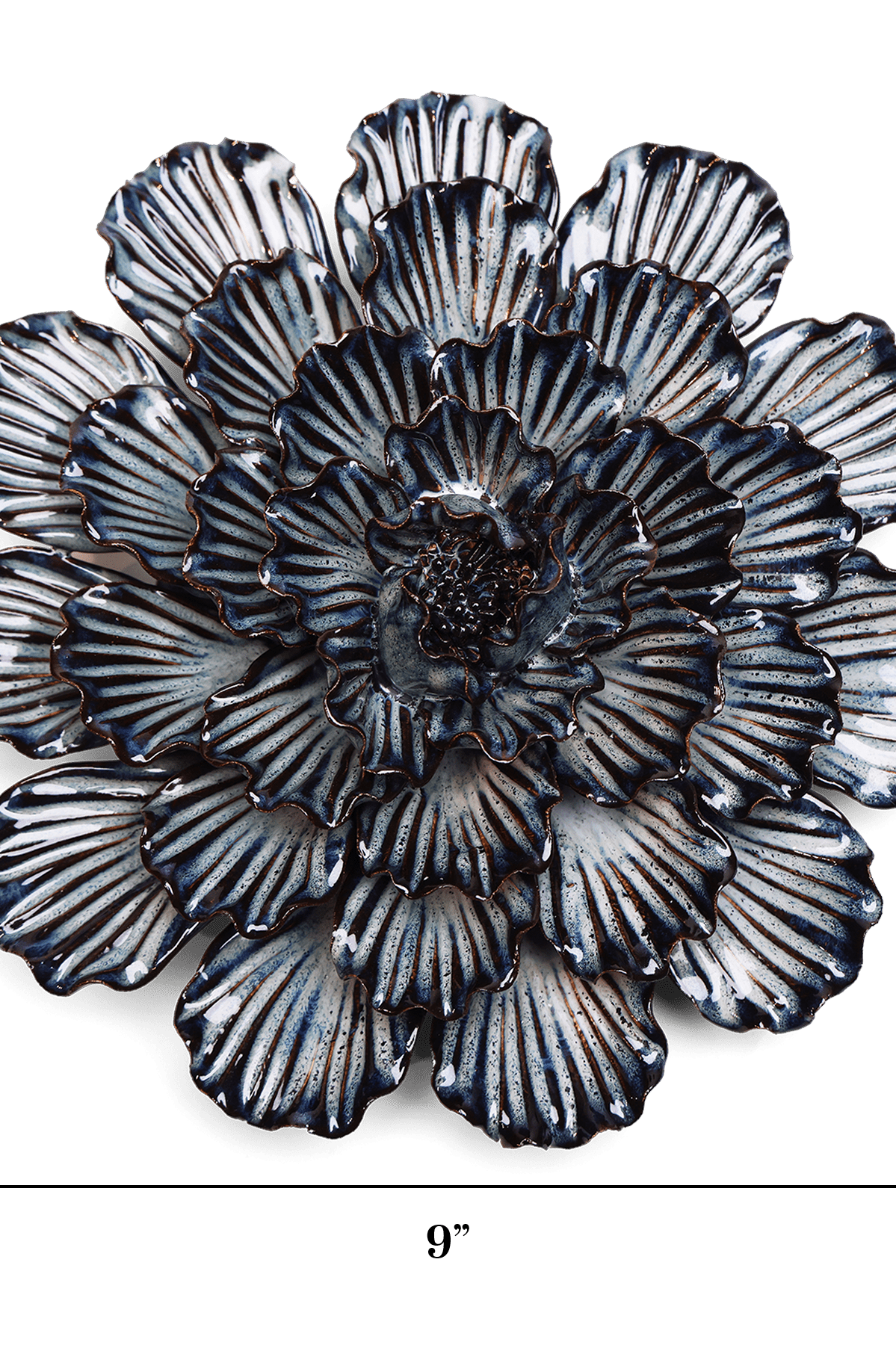 Japan Ceramic Flower Wall Art Blue Dinner Plate Dahlia - Chive Ceramics Studio - Ceramic Flowers - Chive US