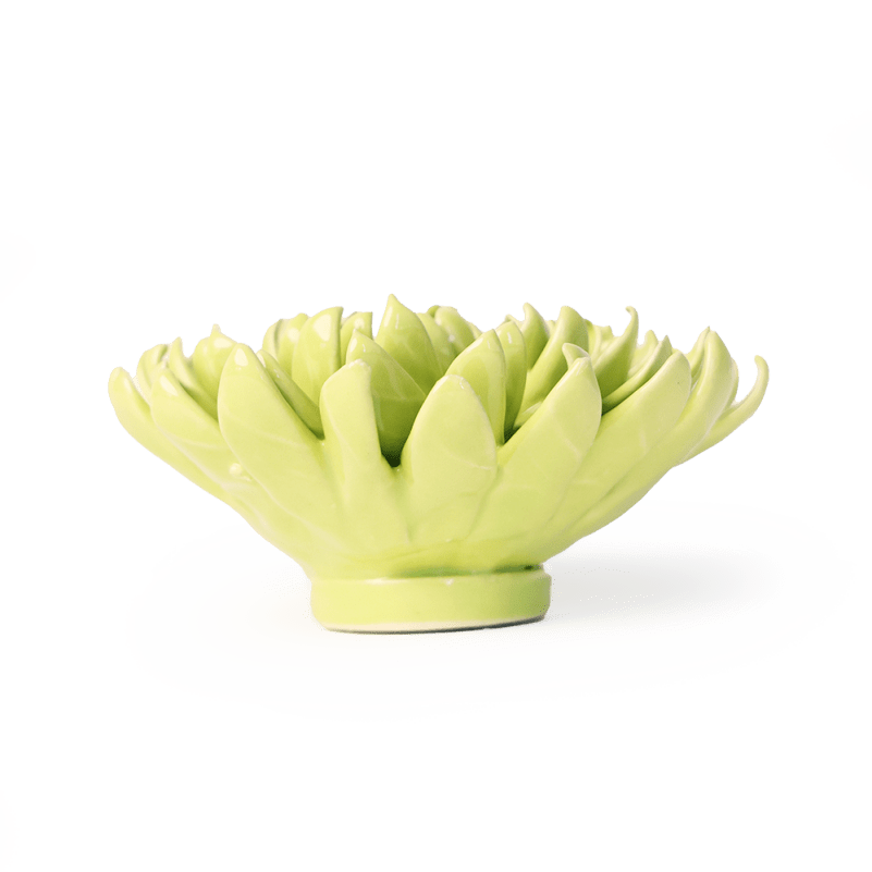 Yellow Green Pompom Mum - Chive Ceramics Studio - Ceramic Flowers - Chive Ceramics Studio
