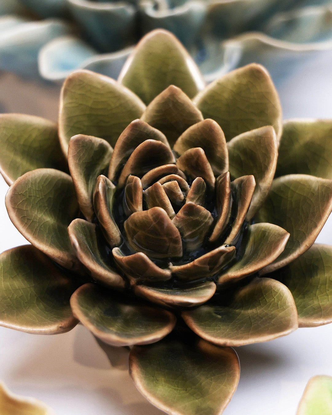 Olive Green Echeveria - Chive Ceramics Studio - Ceramic Flowers - Chive Ceramics Studio