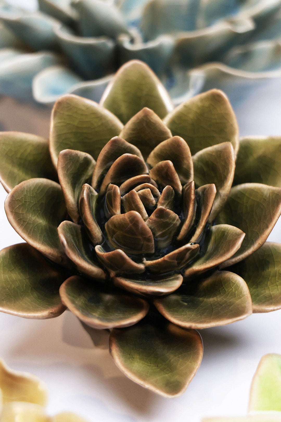 Olive Green Echeveria - Chive Ceramics Studio - Ceramic Flowers - Chive Ceramics Studio