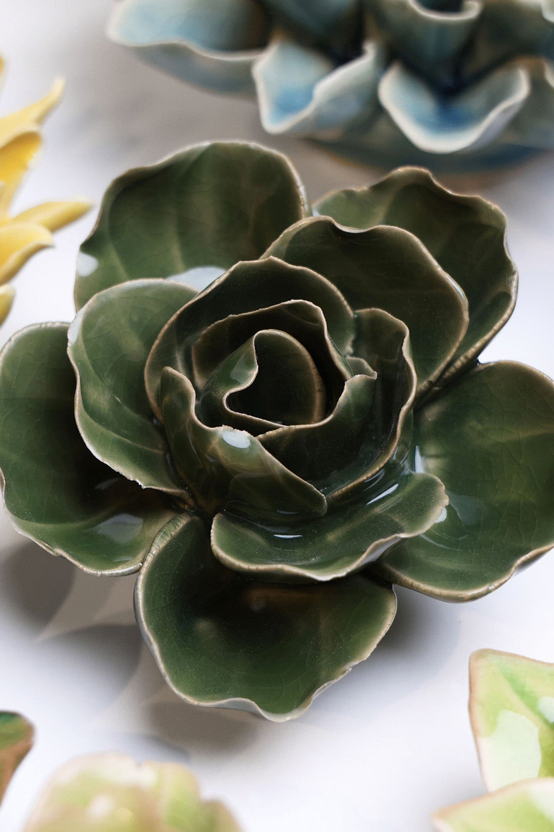 Fir Green Butterfly Ranunculus - Chive Ceramics Studio - Ceramic Flowers - Chive Ceramics Studio