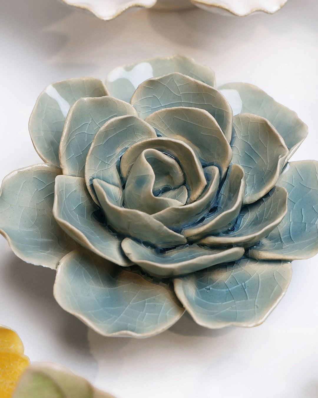 Powder Blue Amandine Ranunculus - Chive Ceramics Studio - Ceramic Flowers - Chive Ceramics Studio