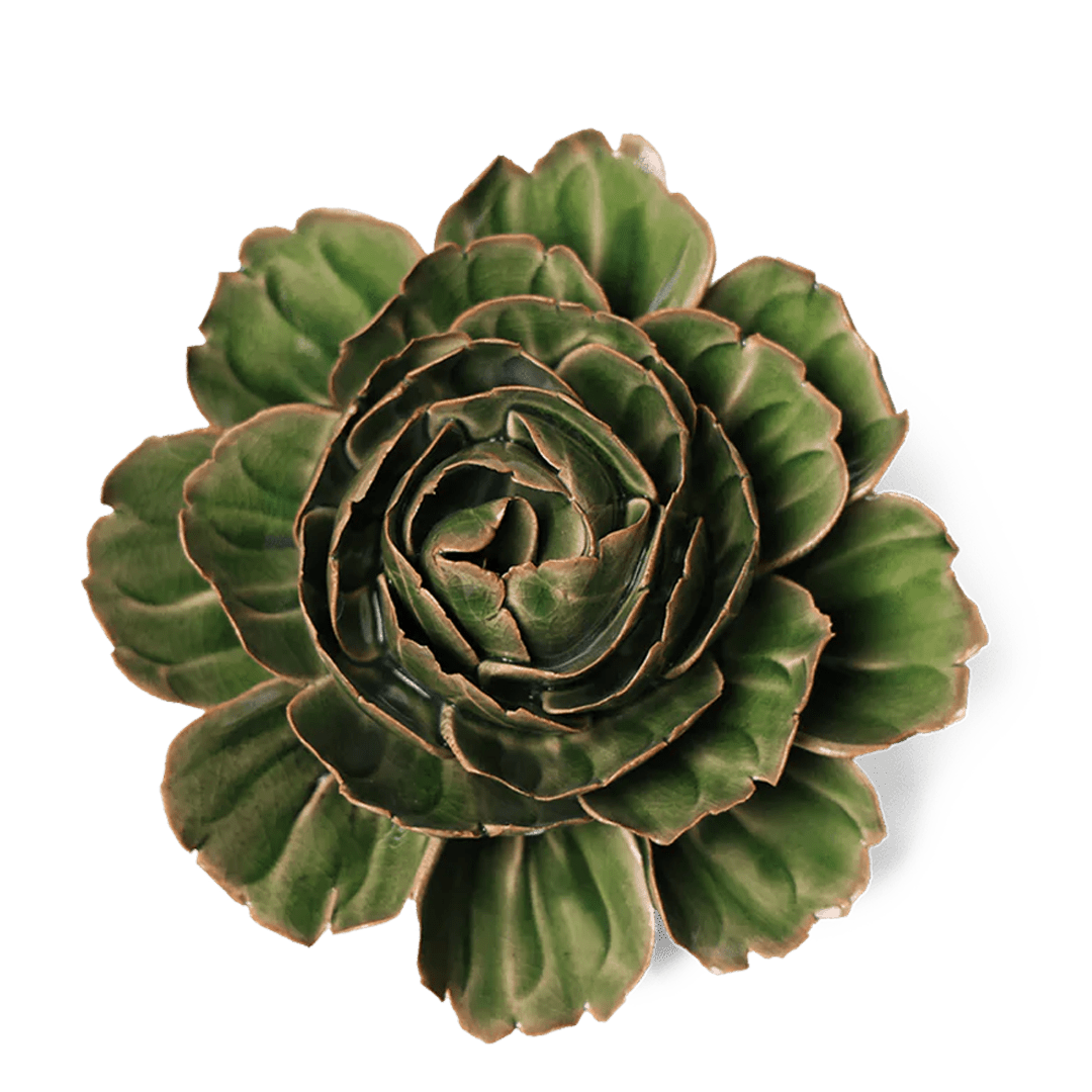 EG05 Avocado Green Rozella Peony - Chive Ceramics Studio - Ceramic Flowers - Chive Ceramics Studio