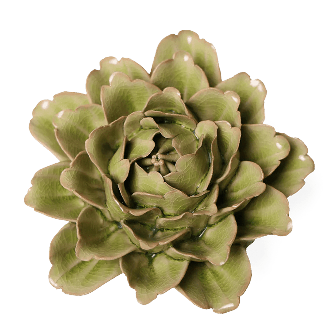 EG06 Peridot Comanche Peony - Chive Ceramics Studio - Ceramic Flowers - Chive Ceramics Studio