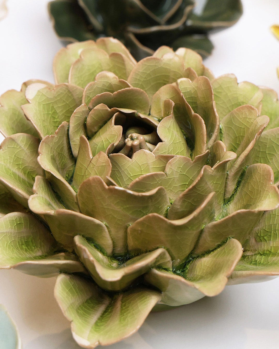 Peridot Comanche Peony - Chive Ceramics Studio - Ceramic Flowers - Chive Ceramics Studio