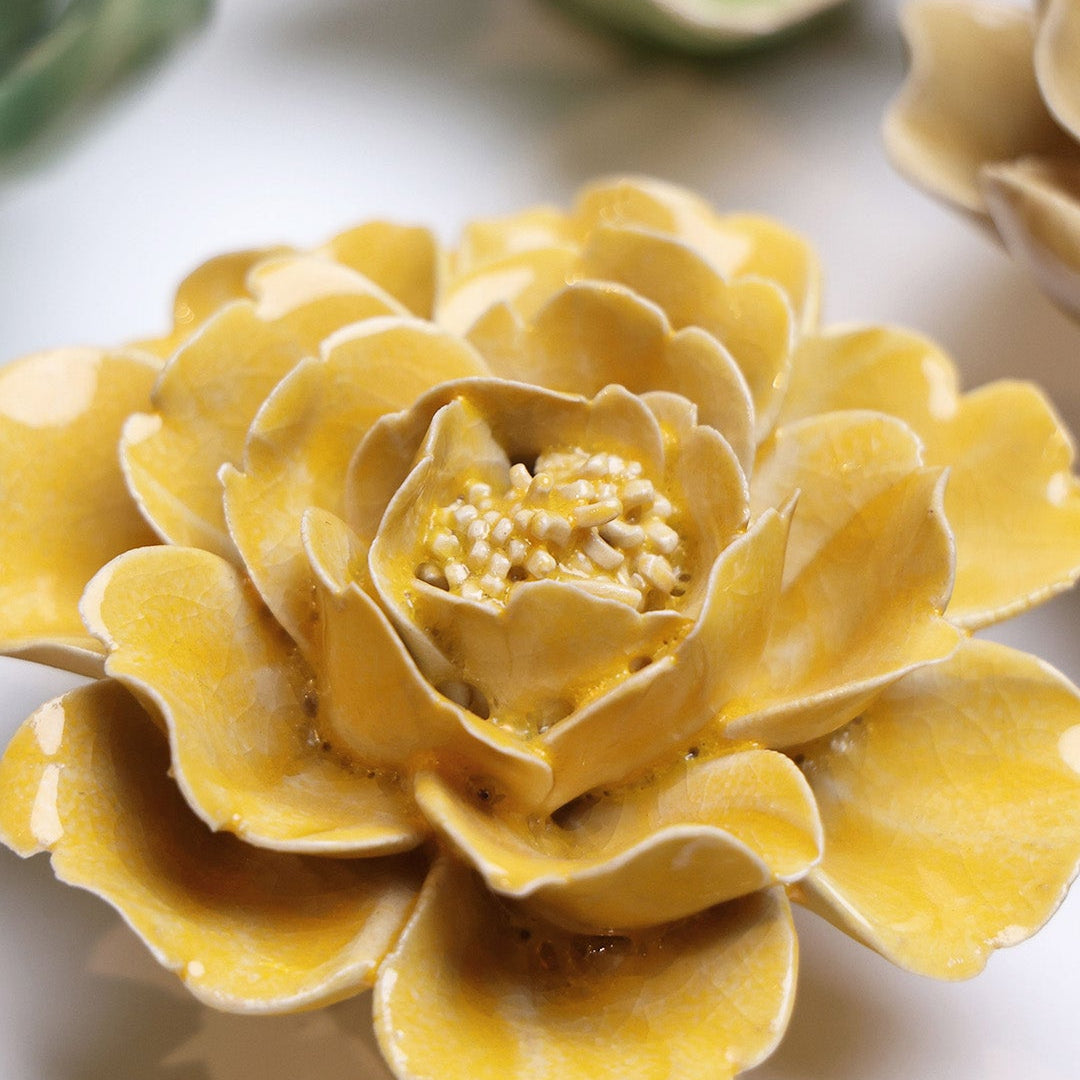 Burnt Yellow Rose - Chive Ceramics Studio - Ceramic Flowers - Chive Ceramics Studio