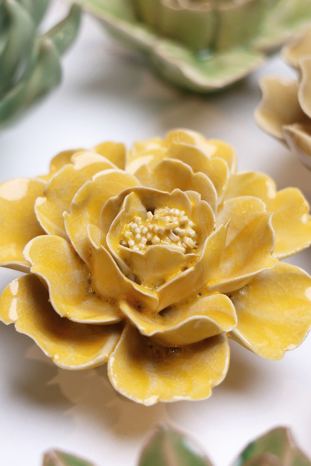 Burnt Yellow Rose - Chive Ceramics Studio - Ceramic Flowers - Chive Ceramics Studio