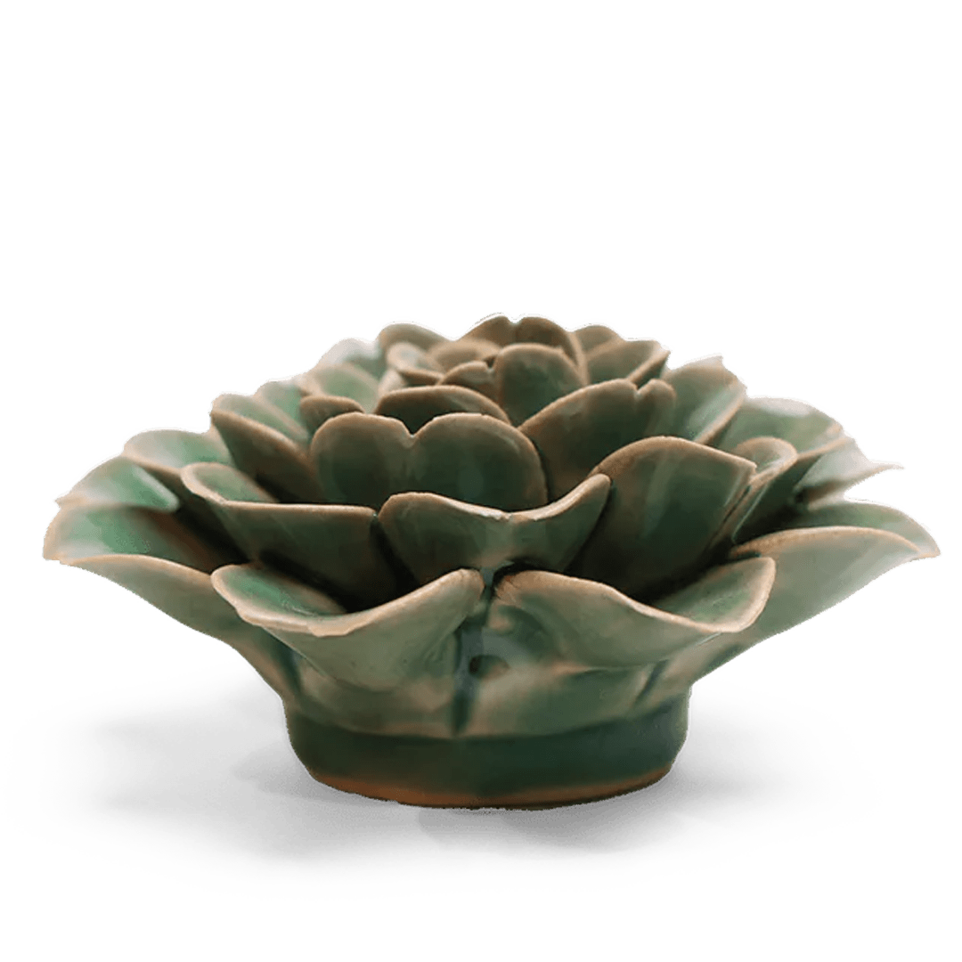 EG11 Jungle Green Tea Rose - Chive Ceramics Studio - Ceramic Flowers - Chive Ceramics Studio