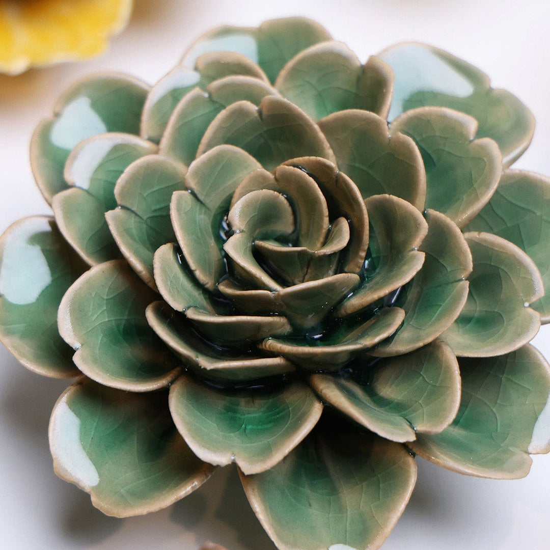 Jungle Green Tea Rose - Chive Ceramics Studio - Ceramic Flowers - Chive Ceramics Studio