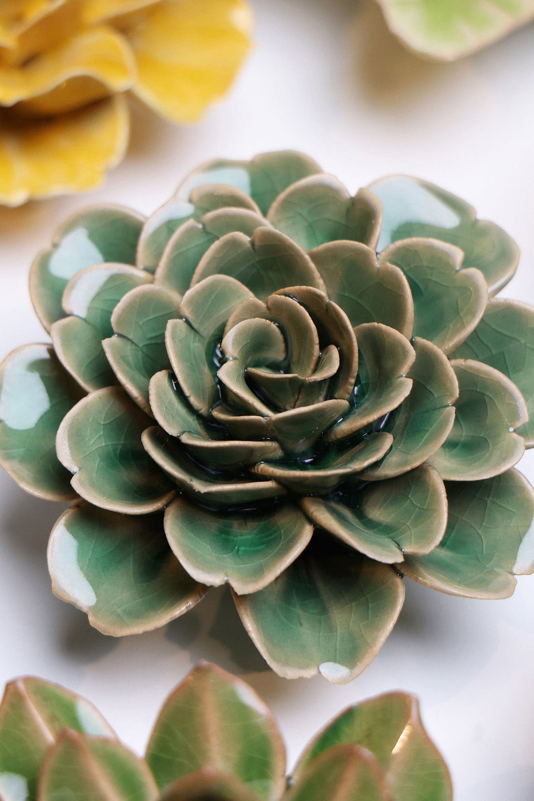 Jungle Green Tea Rose - Chive Ceramics Studio - Ceramic Flowers - Chive Ceramics Studio