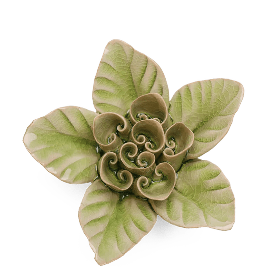 EG18 Peridot Green Maiden Lotus - Chive Ceramics Studio - Ceramic Flowers - Chive Ceramics Studio