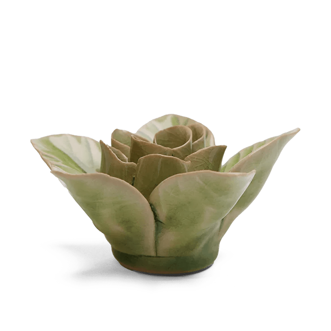 EG18 Peridot Green Maiden Lotus - Chive Ceramics Studio - Ceramic Flowers - Chive Ceramics Studio