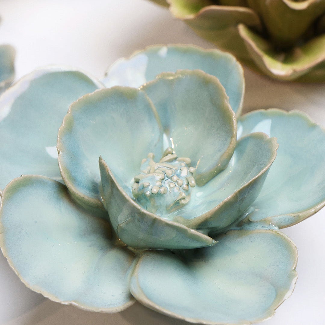 Milk Teal Poppy - Chive Ceramics Studio - Ceramic Flowers - Chive Ceramics Studio