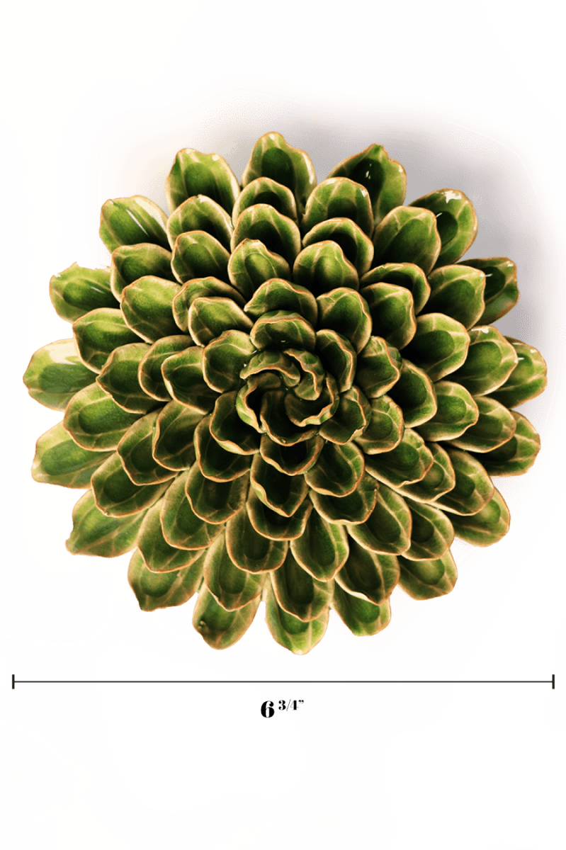 Avocado Green Unicorn Zinnia - Chive Ceramics Studio - Ceramic Flowers - Chive Ceramics Studio