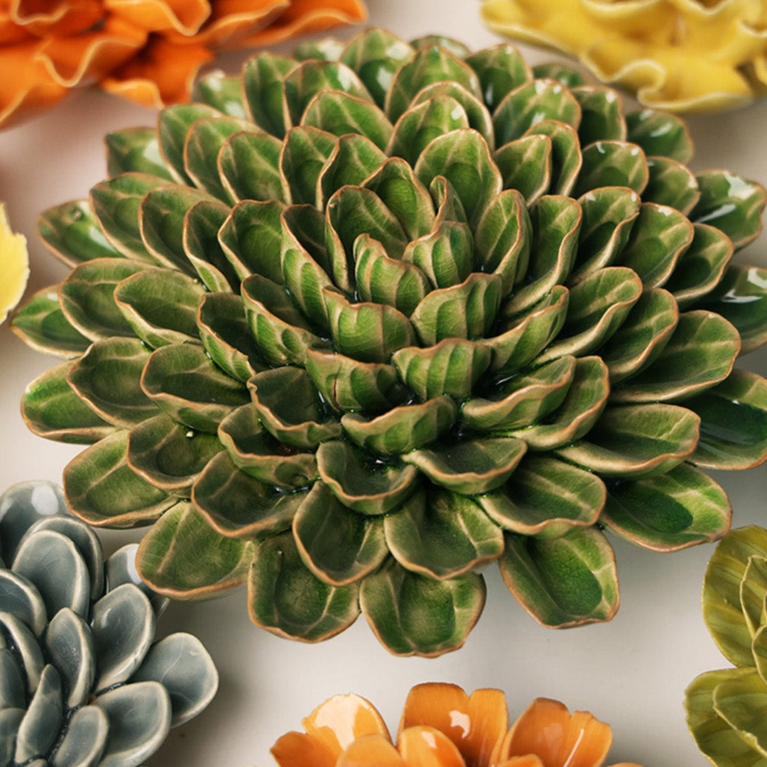 Avocado Green Unicorn Zinnia - Chive Ceramics Studio - Ceramic Flowers - Chive Ceramics Studio