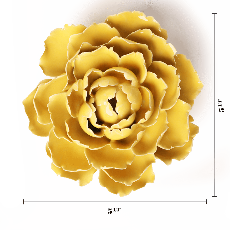 Buttercup Yellow Gay Paree Peony - Chive Ceramics Studio - Ceramic Flowers - Chive Ceramics Studio