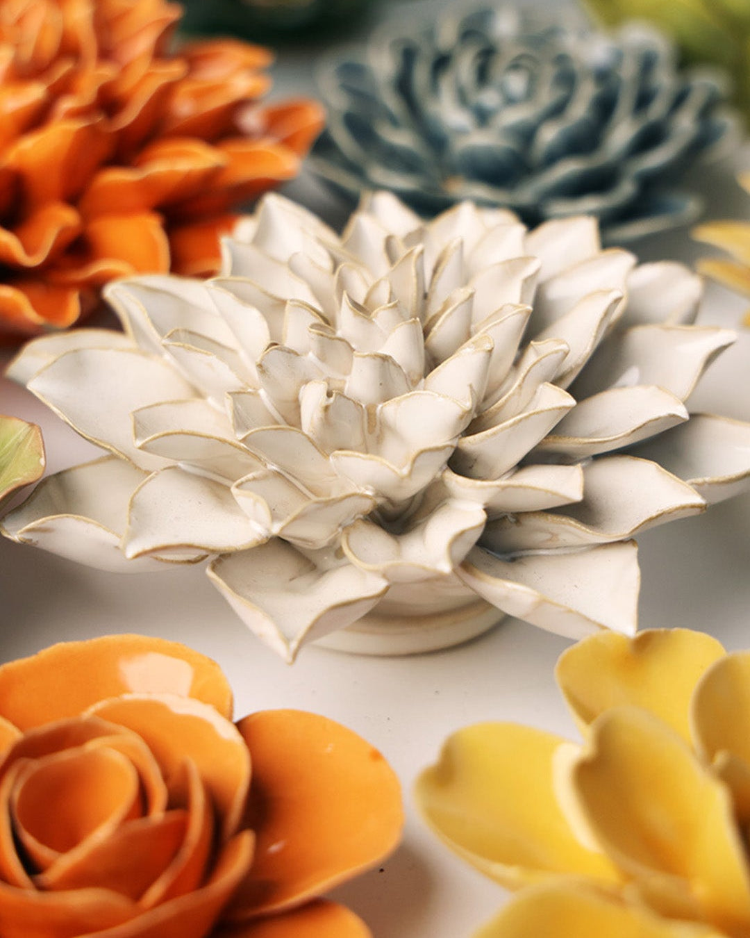 Ivory Autumn Azalea - Chive Ceramics Studio - Ceramic Flowers - Chive Ceramics Studio