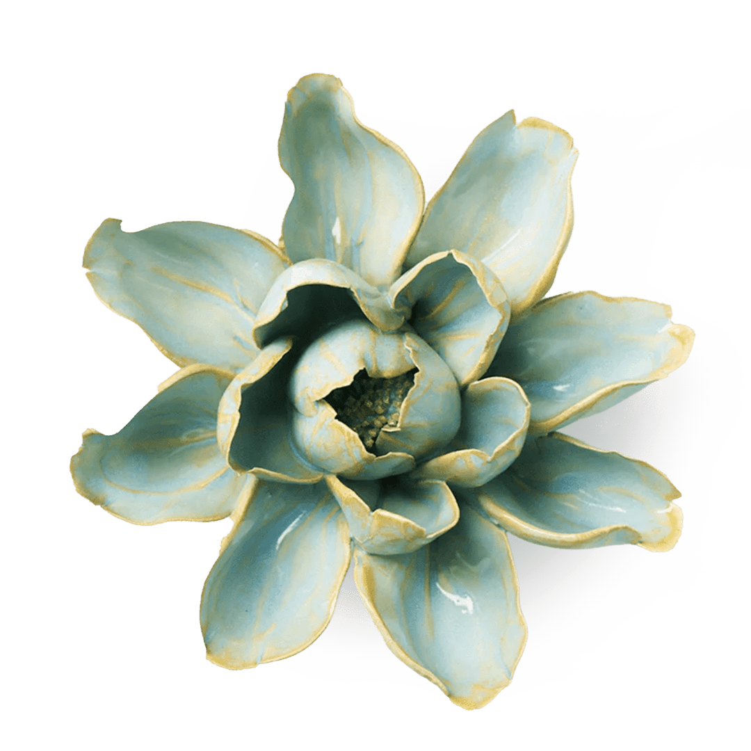 EG24 Robin's Egg Blue Aurora Water Lily - Chive Ceramics Studio - Ceramic Flowers - Chive Ceramics Studio
