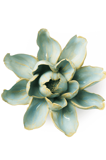 EG24 Robin's Egg Blue Aurora Water Lily - Chive Ceramics Studio - Ceramic Flowers - Chive Ceramics Studio