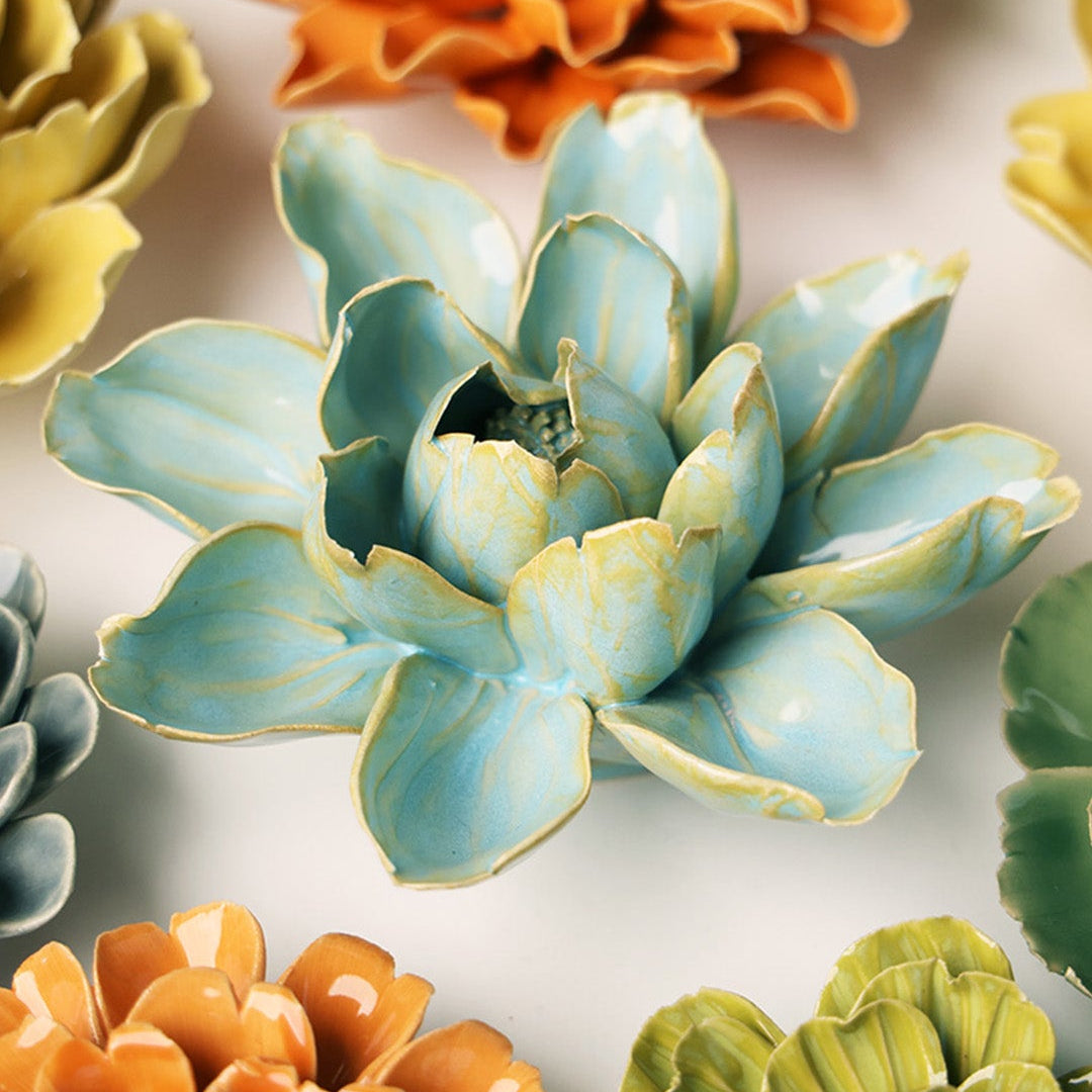 Robin's Egg Blue Aurora Water Lily - Chive Ceramics Studio - Ceramic Flowers - Chive Ceramics Studio