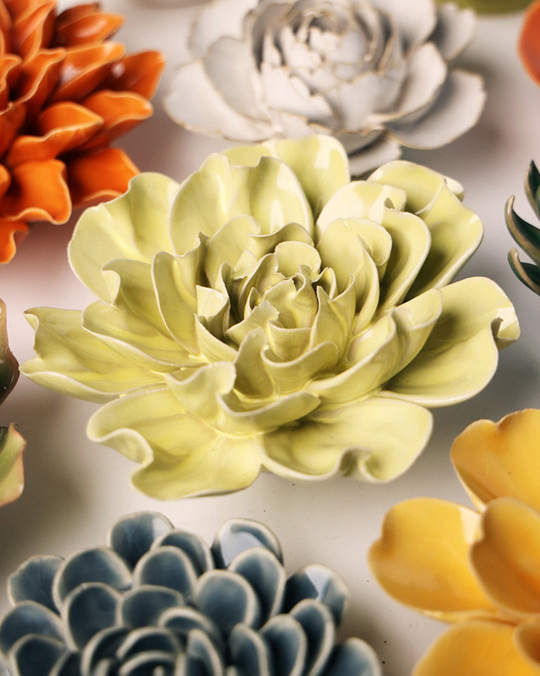 Lime Yellow Larkspur - Chive Ceramics Studio - Ceramic Flowers - Chive Ceramics Studio