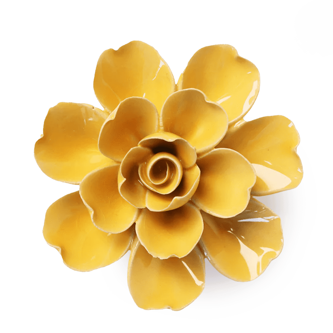 EG27 Burnt Yellow Tahitian Gardenia - Chive Ceramics Studio - Ceramic Flowers - Chive Ceramics Studio