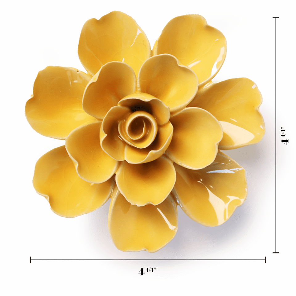 Burnt Yellow Tahitian Gardenia - Chive Ceramics Studio - Ceramic Flowers - Chive Ceramics Studio