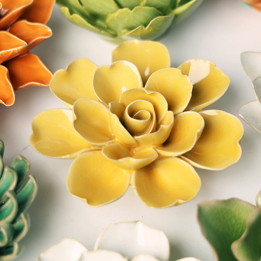 Burnt Yellow Tahitian Gardenia - Chive Ceramics Studio - Ceramic Flowers - Chive Ceramics Studio