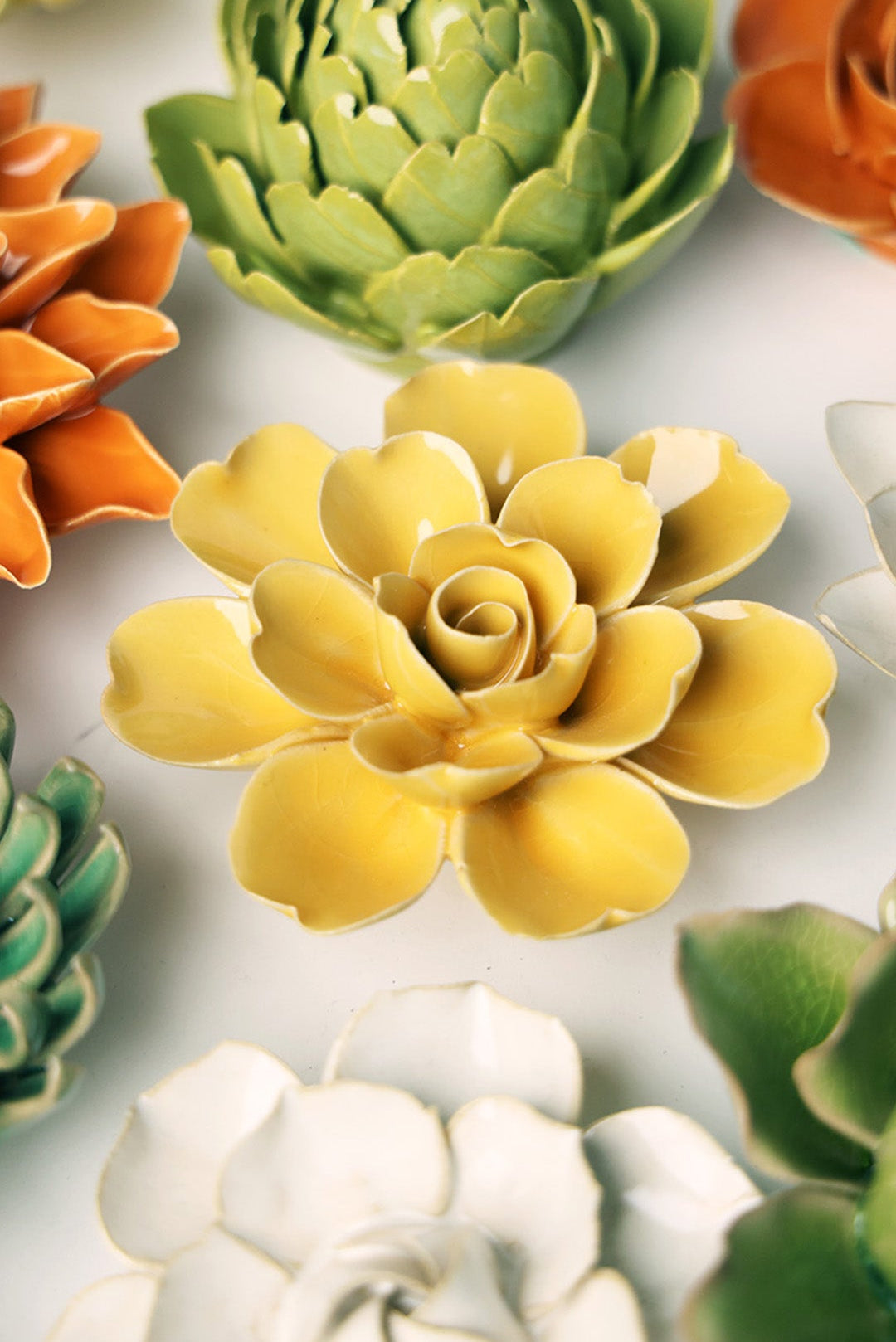Burnt Yellow Tahitian Gardenia - Chive Ceramics Studio - Ceramic Flowers - Chive Ceramics Studio