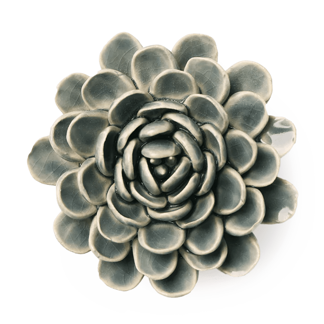EG29 Pewter Blue Zinderella Zinnia - Chive Ceramics Studio - Ceramic Flowers - Chive Ceramics Studio