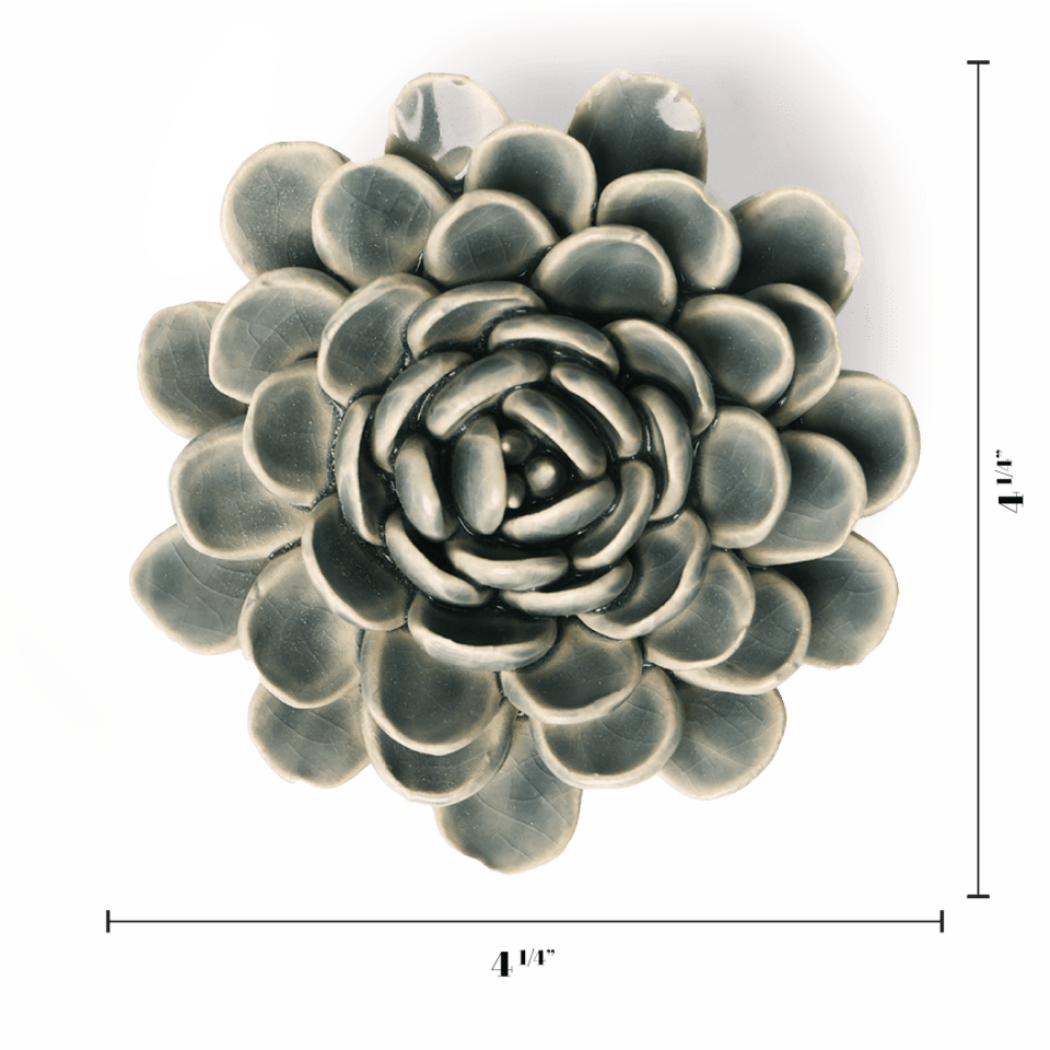 Pewter Blue Zinderella Zinnia - Chive Ceramics Studio - Ceramic Flowers - Chive Ceramics Studio