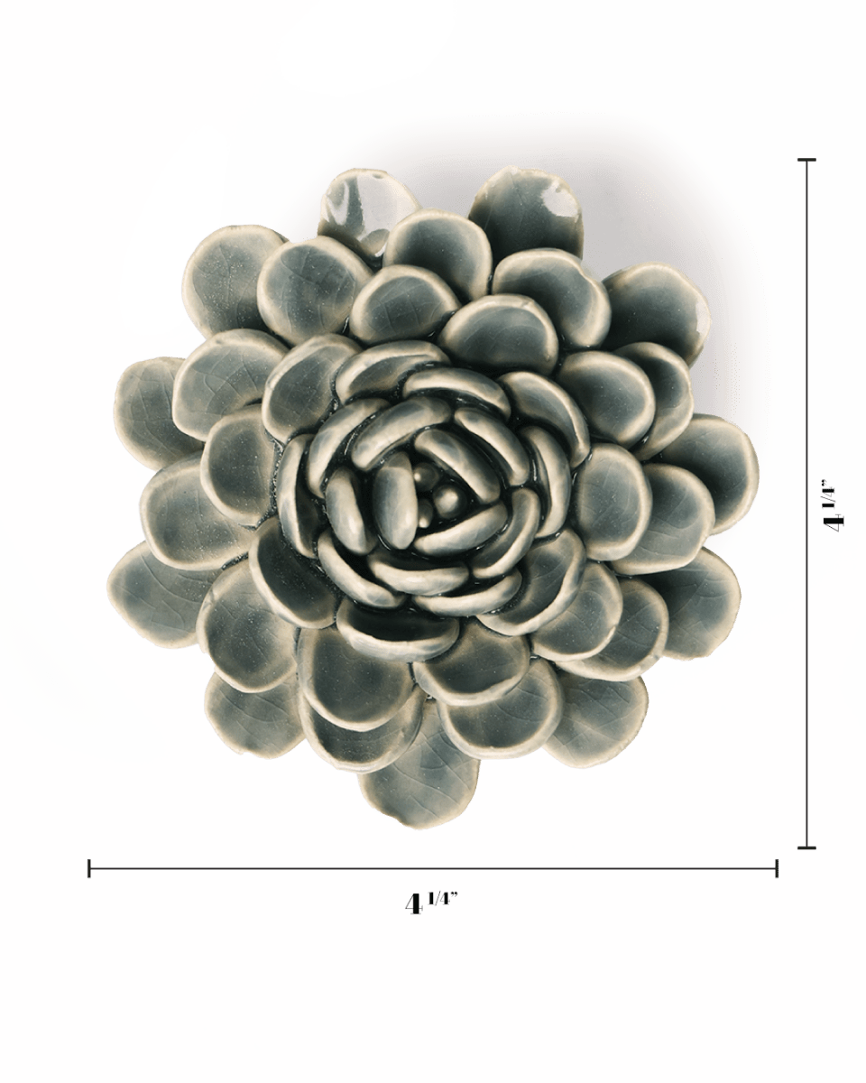 Pewter Blue Zinderella Zinnia - Chive Ceramics Studio - Ceramic Flowers - Chive Ceramics Studio