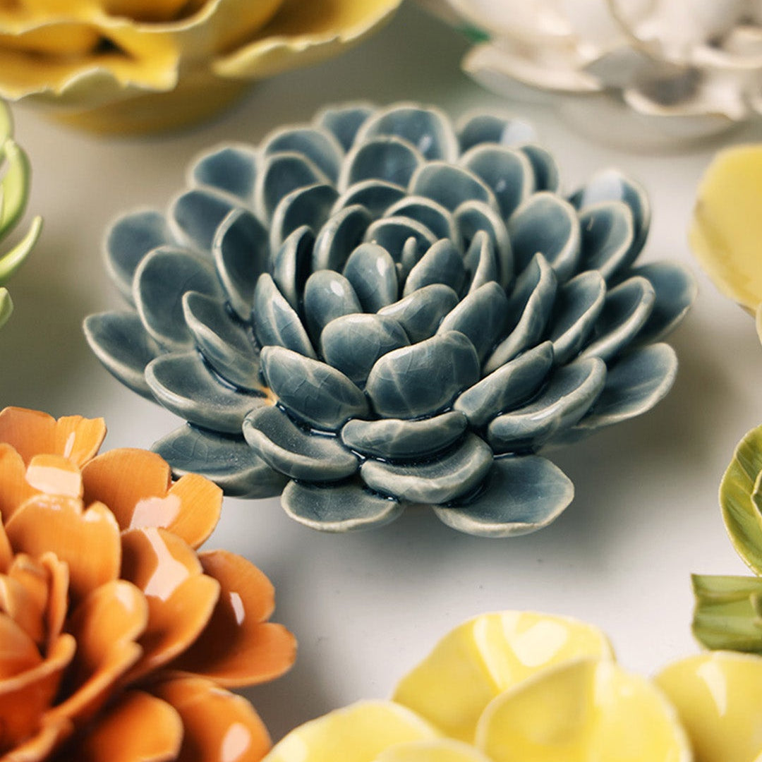 Pewter Blue Zinderella Zinnia - Chive Ceramics Studio - Ceramic Flowers - Chive Ceramics Studio