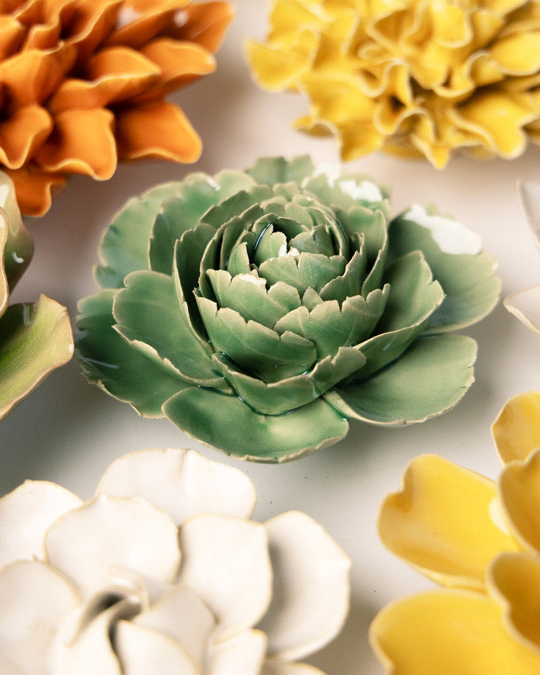 Jade Green English Rose - Chive Ceramics Studio - Ceramic Flowers - Chive Ceramics Studio