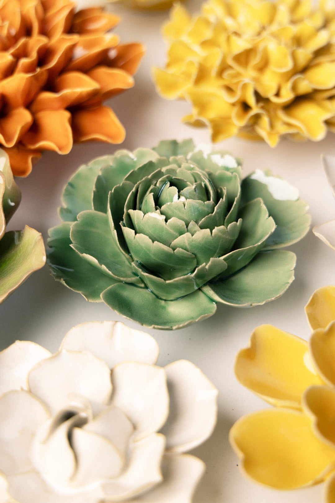 Jade Green English Rose - Chive Ceramics Studio - Ceramic Flowers - Chive Ceramics Studio