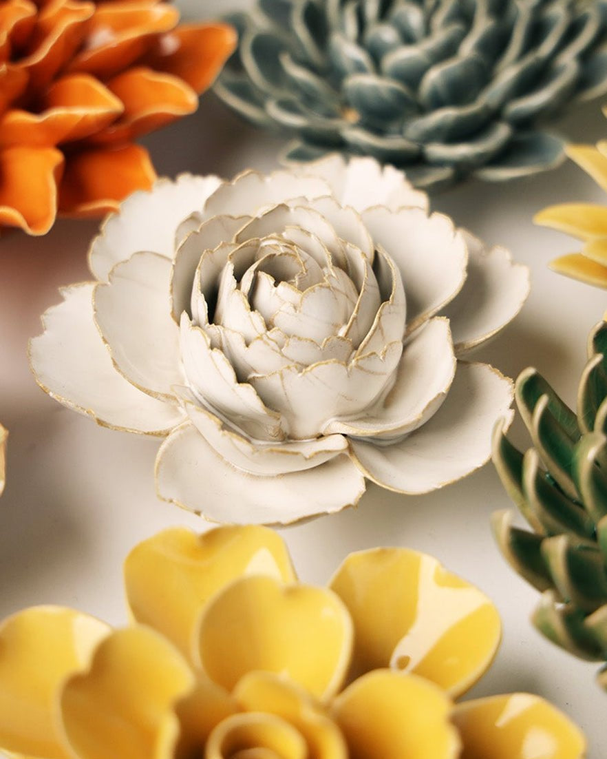 Ivory English Rose - Chive Ceramics Studio - Ceramic Flowers - Chive Ceramics Studio