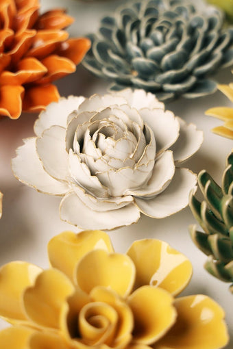 Ivory English Rose - Chive Ceramics Studio - Ceramic Flowers - Chive Ceramics Studio