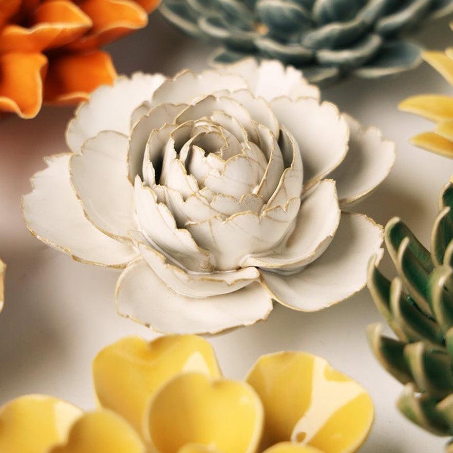 Ivory English Rose - Chive Ceramics Studio - Ceramic Flowers - Chive Ceramics Studio