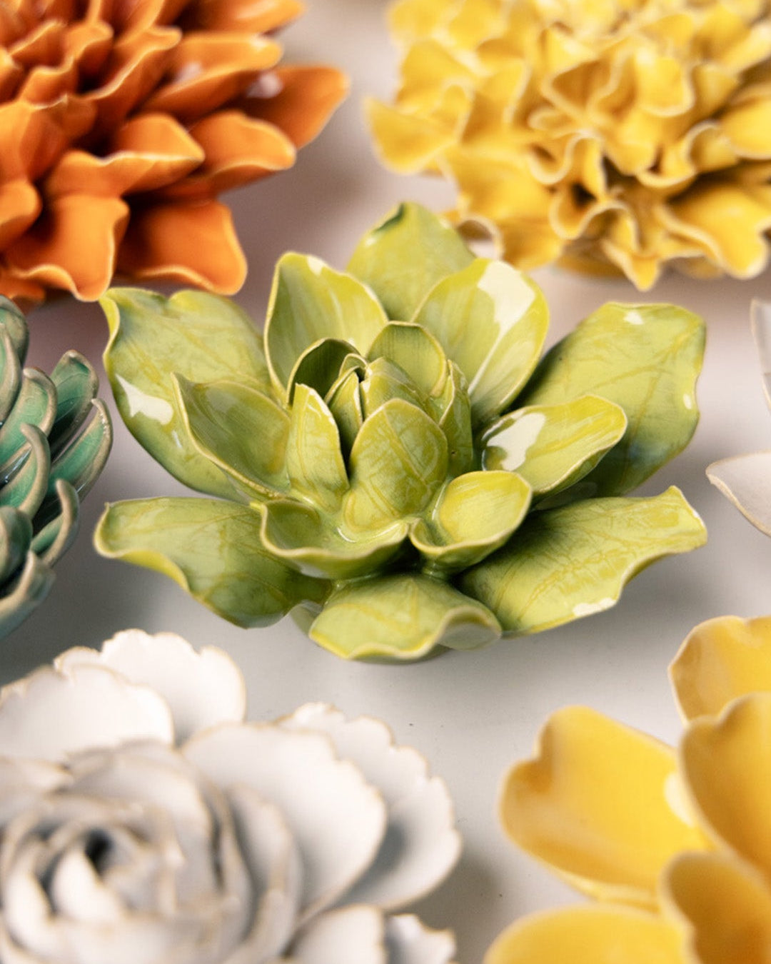 Chartreuse Columbine - Chive Ceramics Studio - Ceramic Flowers - Chive Ceramics Studio