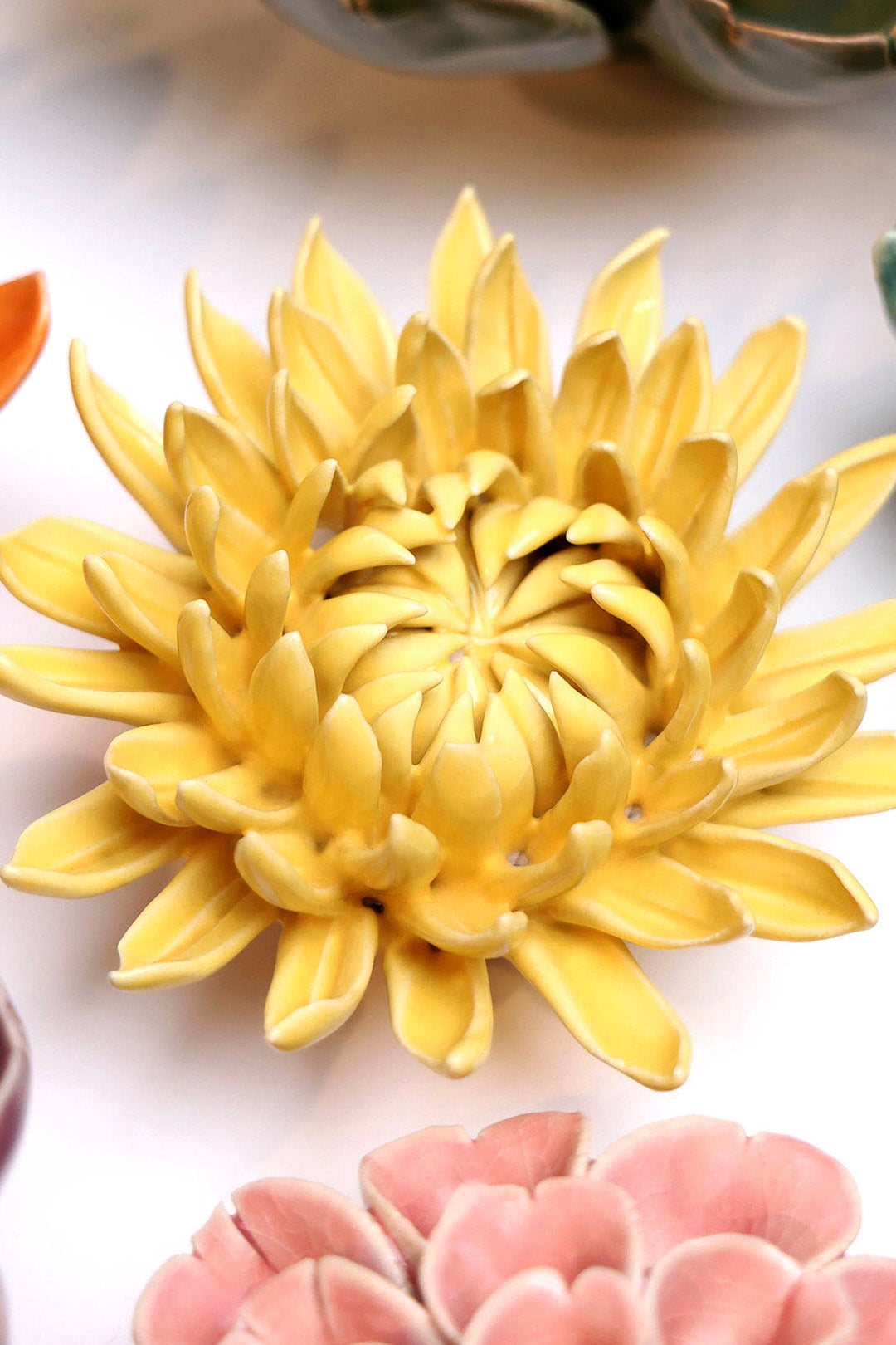 Canary Yellow Sarah Mum - Chive Ceramics Studio - Ceramic Flowers - Chive Ceramics Studio