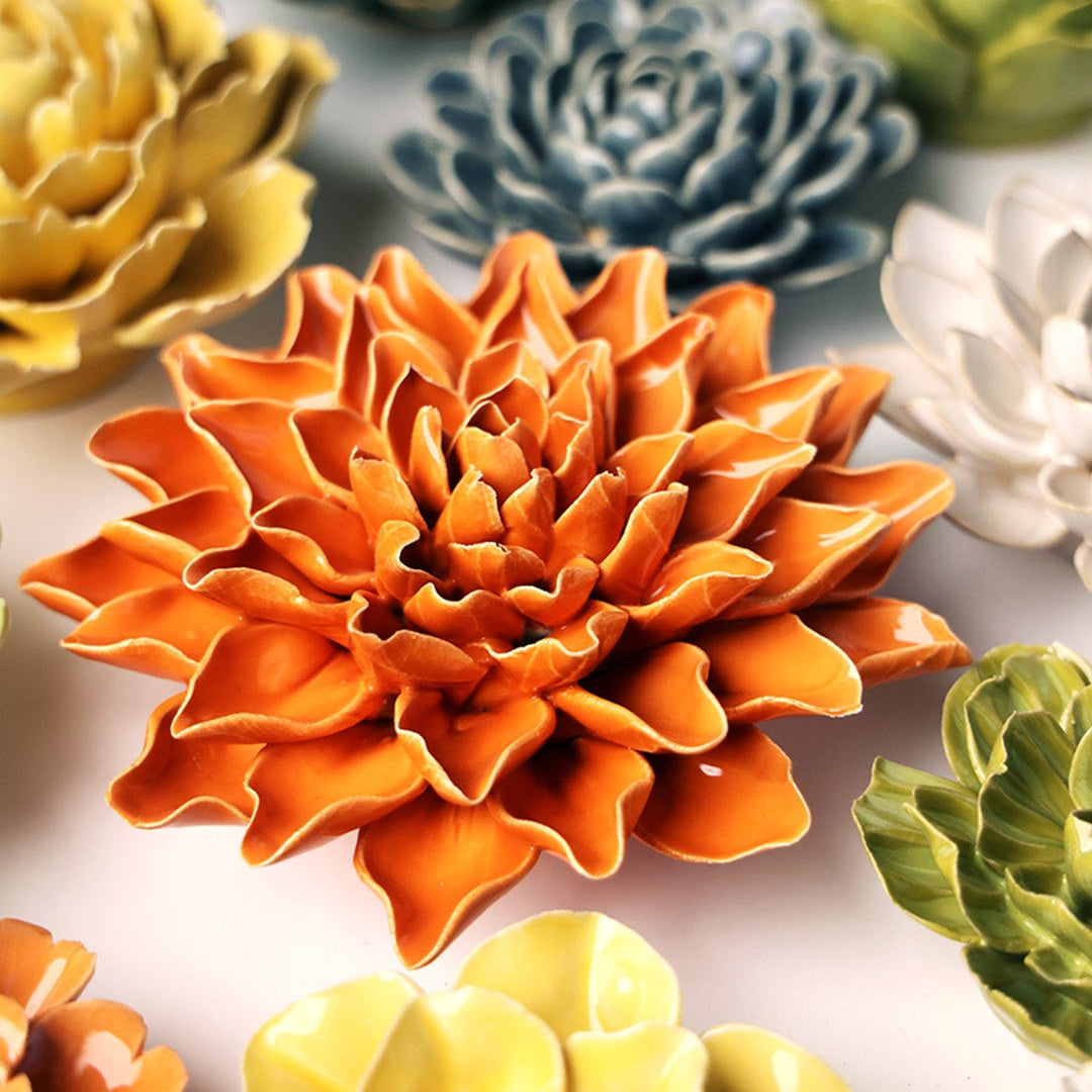 Orange Autumn Azalea - Chive Ceramics Studio - Ceramic Flowers - Chive Ceramics Studio