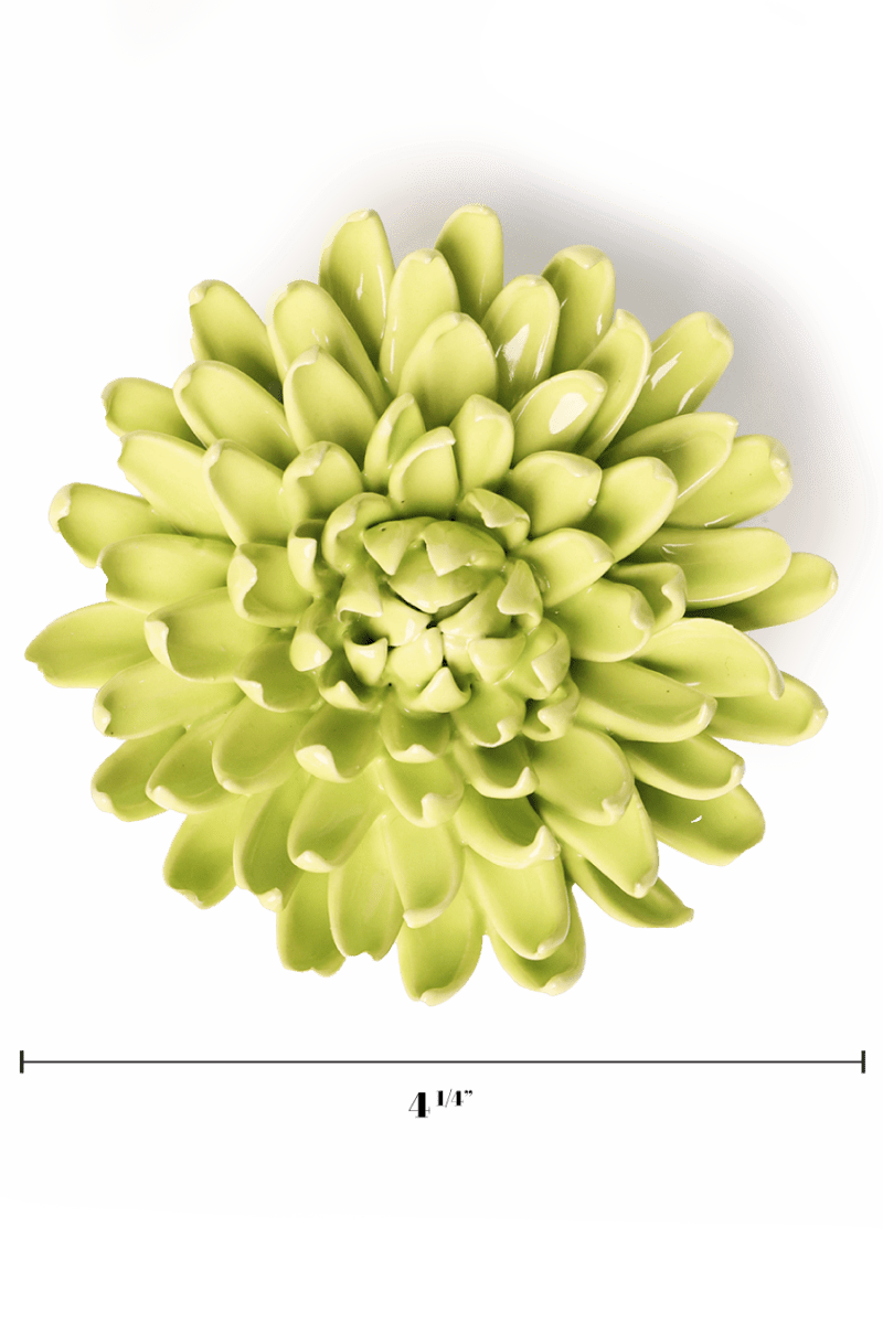 Yellow Green Pompom Mum - Chive Ceramics Studio - Ceramic Flowers - Chive Ceramics Studio