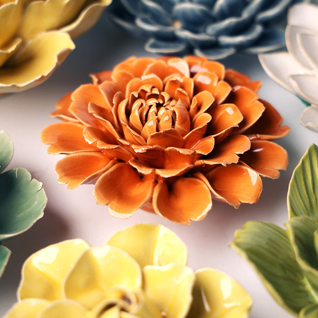Orange Fiesta Marigold - Chive Ceramics Studio - Ceramic Flowers - Chive Ceramics Studio