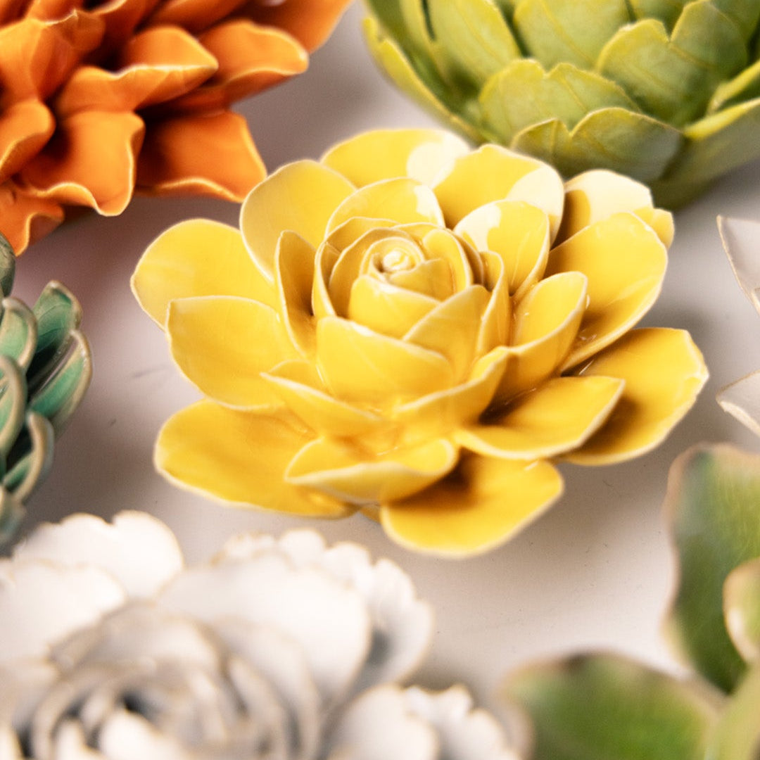 Burnt Yellow Begonia - Chive Ceramics Studio - Ceramic Flowers - Chive Ceramics Studio