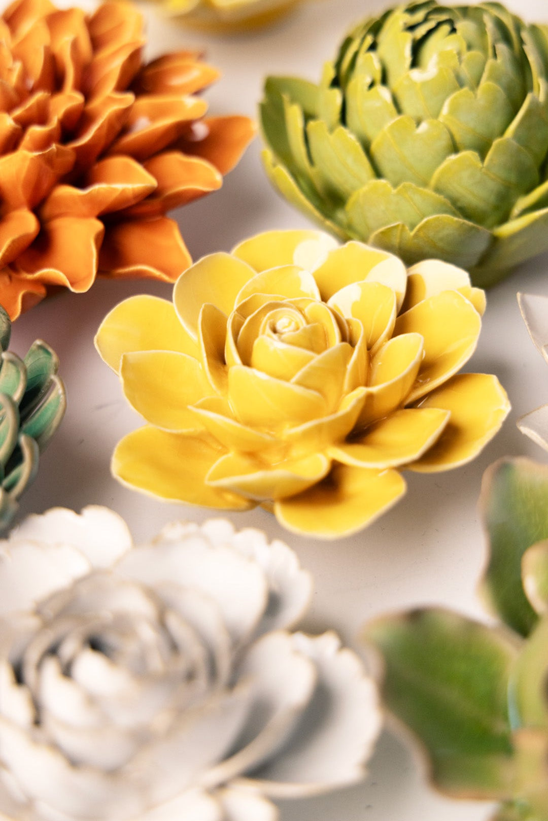 Burnt Yellow Begonia - Chive Ceramics Studio - Ceramic Flowers - Chive Ceramics Studio