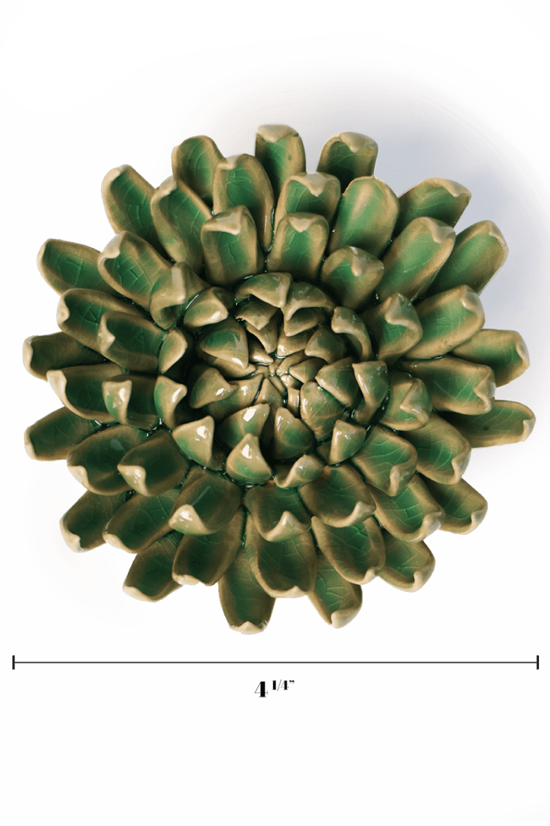 Jungle Green Pompom Mum - Chive Ceramics Studio - Ceramic Flowers - Chive Ceramics Studio
