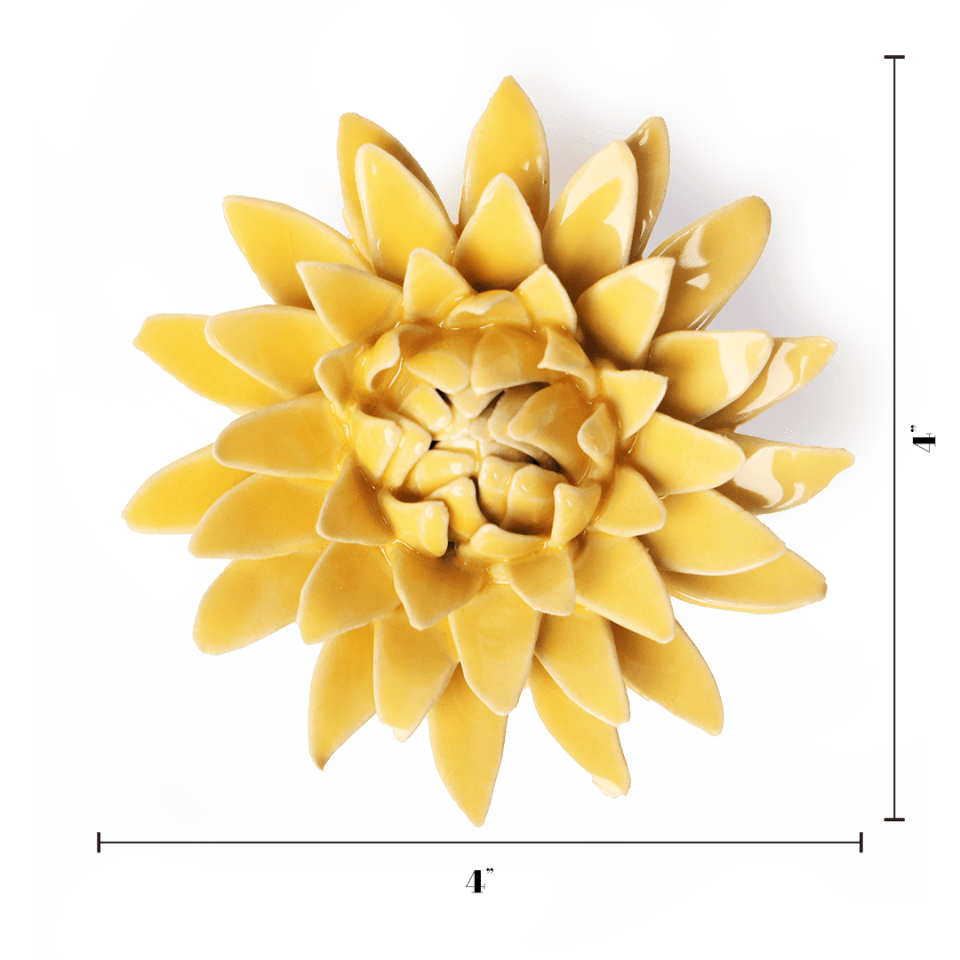 Burnt Yellow Strawflower - Chive Ceramics Studio - Ceramic Flowers - Chive Ceramics Studio