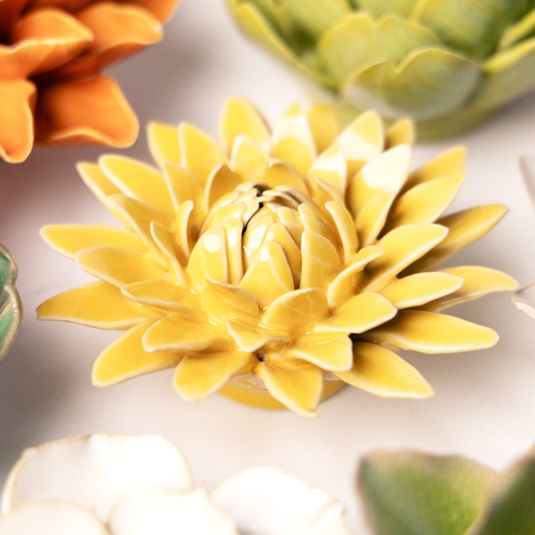Burnt Yellow Strawflower - Chive Ceramics Studio - Ceramic Flowers - Chive Ceramics Studio