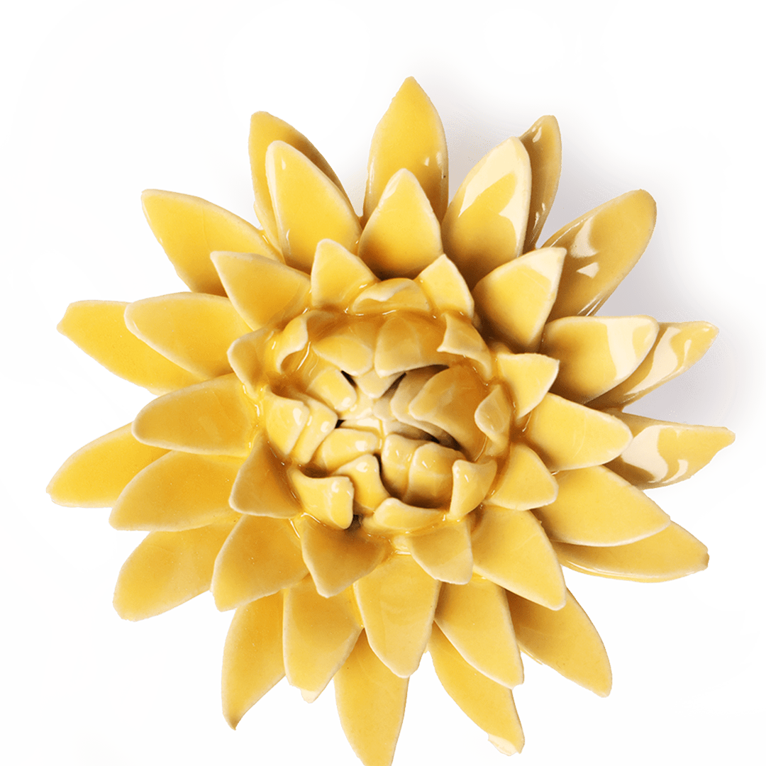 Burnt Yellow Strawflower - Chive Ceramics Studio - Ceramic Flowers - Chive Ceramics Studio