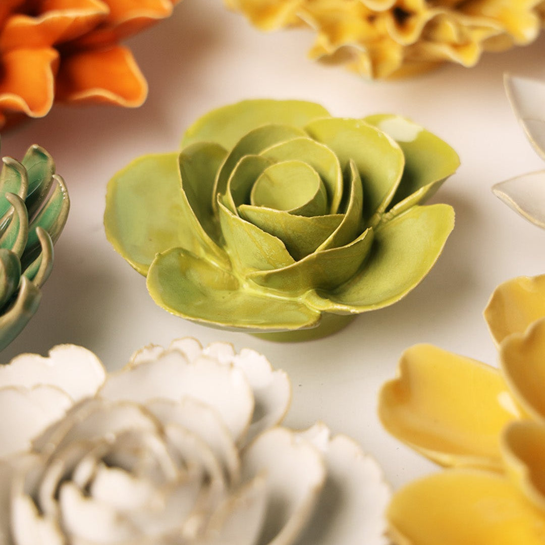 Chartreuse Elegance Ranunculus - Chive Ceramics Studio - Ceramic Flowers - Chive Ceramics Studio